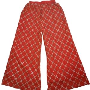 Kurta Style Extra Wide Leg Dress Pants/Gold Embroidery And Sequin Detail/Small